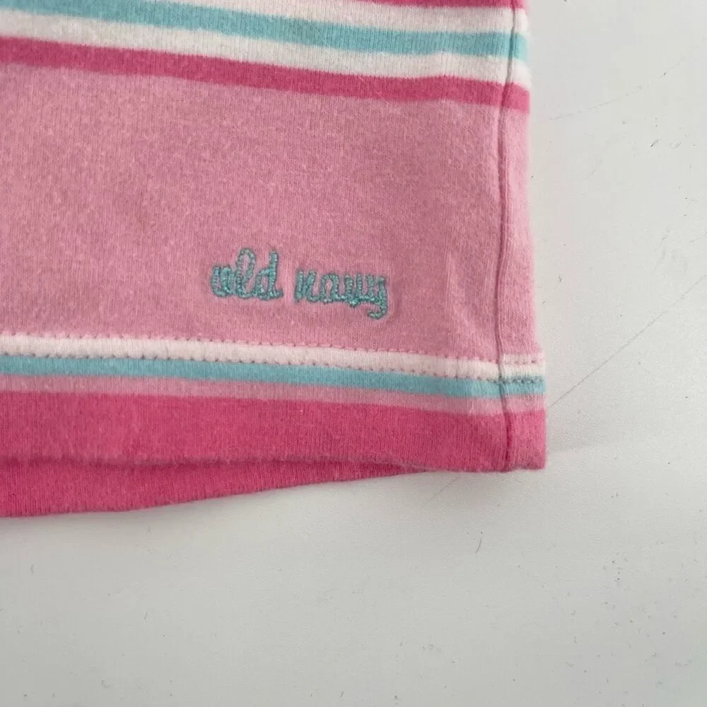 Vintage Old Navy Toddler Girls Tee – Pink & Blue Striped, Size 3T